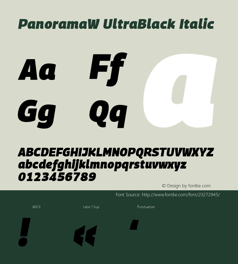 PanoramaW Black Bold Italic Version 1.001;PS 1.1;hotconv 1.0.72;makeotf.lib2.5.5900; ttfautohint (v0.92) -l 8 -r 50 -G 200 -x 14 -w 