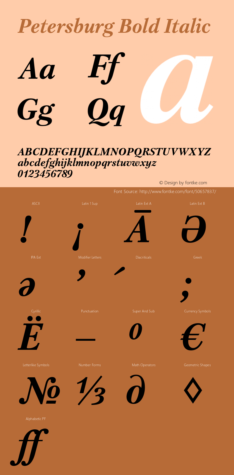 Petersburg Bold Italic Version 1.000 2006 initial release图片样张