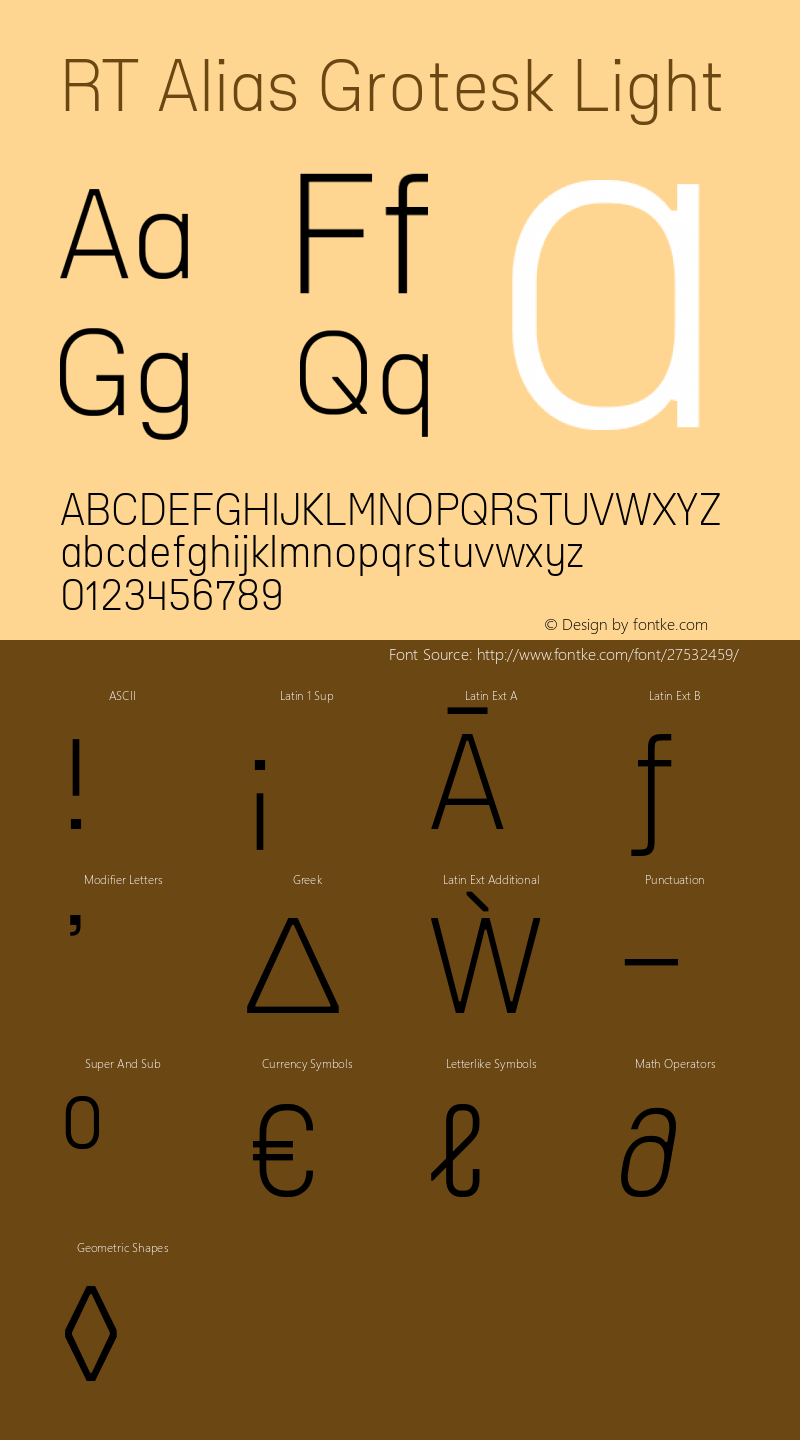 RT Alias Grotesk Light Version 1.000;PS 001.000;hotconv 1.0.88;makeotf.lib2.5.64775图片样张