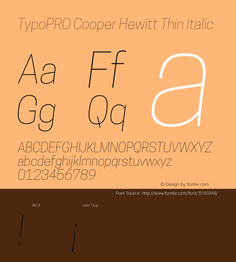 TypoPRO Cooper Hewitt Thin Italic 1.000图片样张