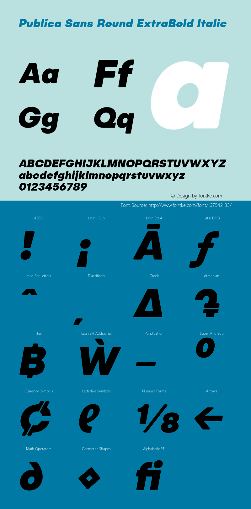 Publica Sans Round ExtraBold Italic Version 1.000;FEAKit 1.0图片样张