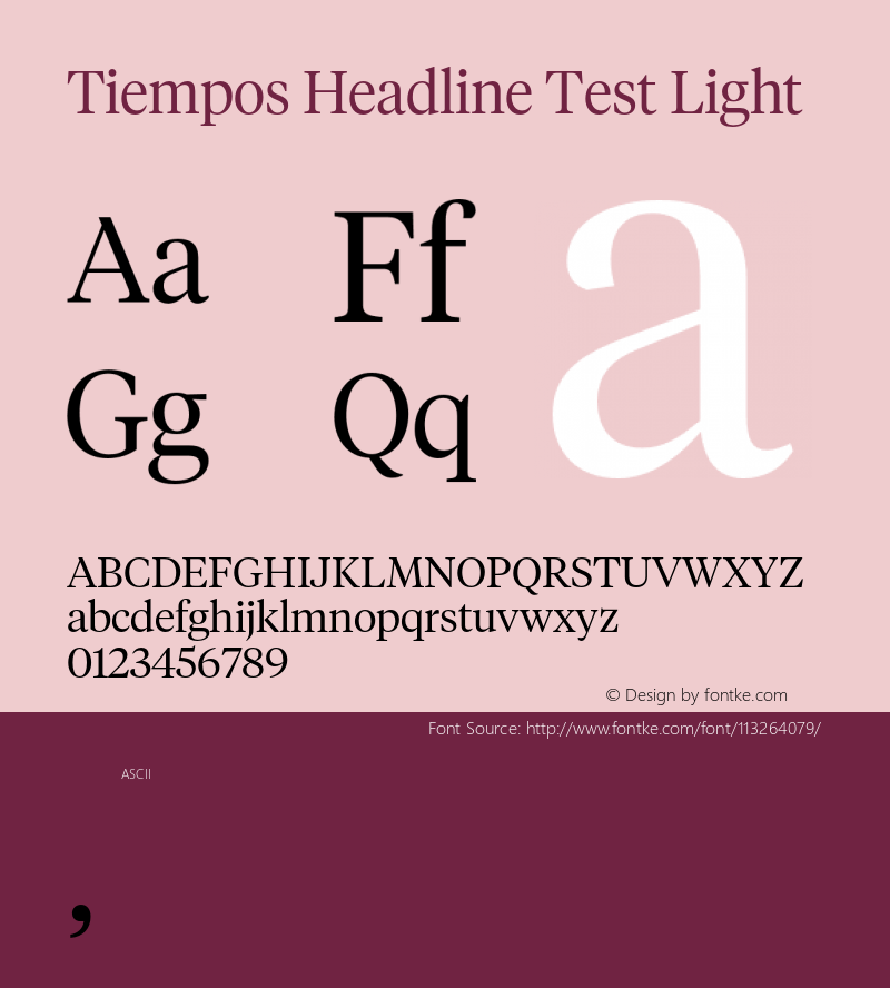 TiemposHeadline-LightTest Version 1.008;hotconv 1.0.116;makeotfexe 2.5.65601;0图片样张