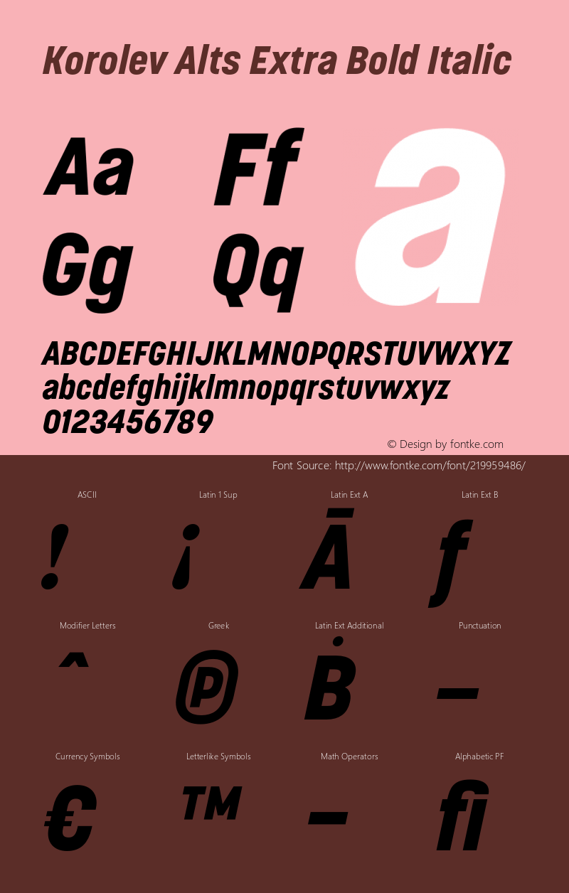 Korolev Alternates Extra Bold Italic Version 8.000;FEAKit 1.0图片样张