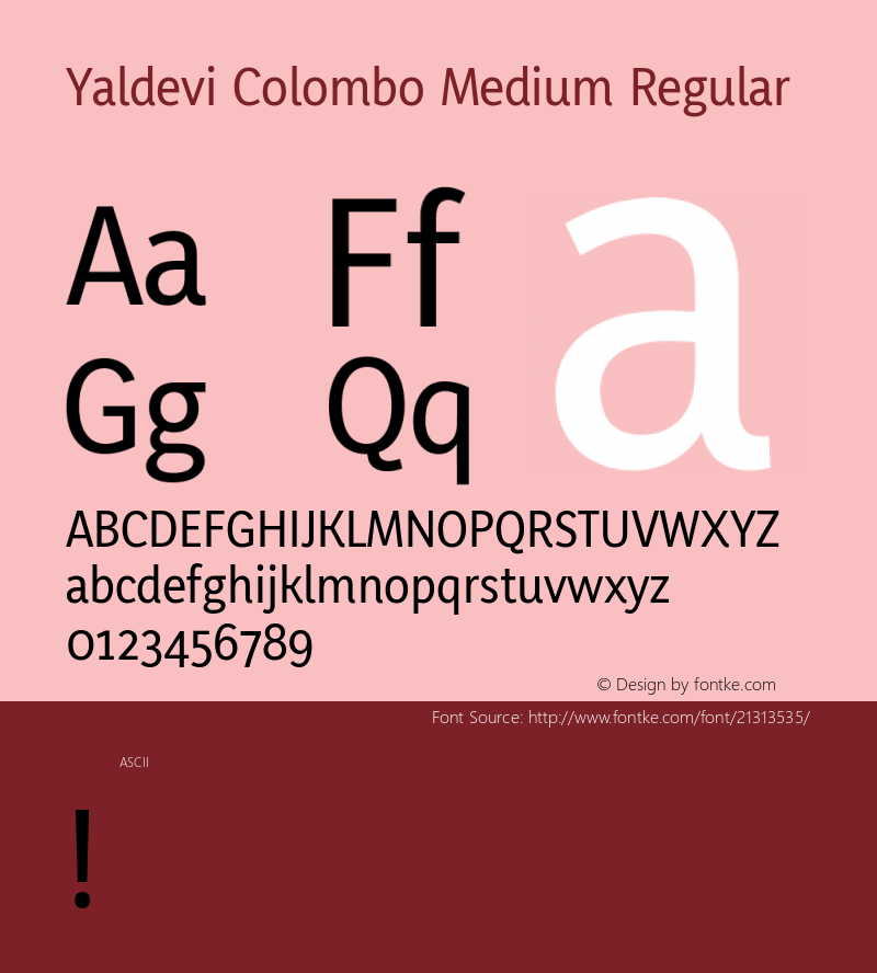 Yaldevi Colombo Medium Regular 图片样张