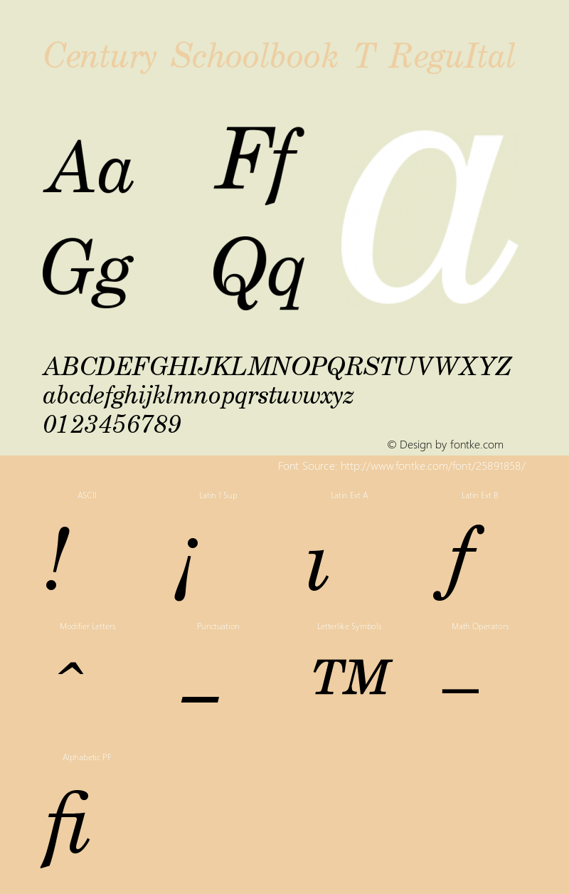 Century Schoolbook T Regular Italic Version 001.005图片样张