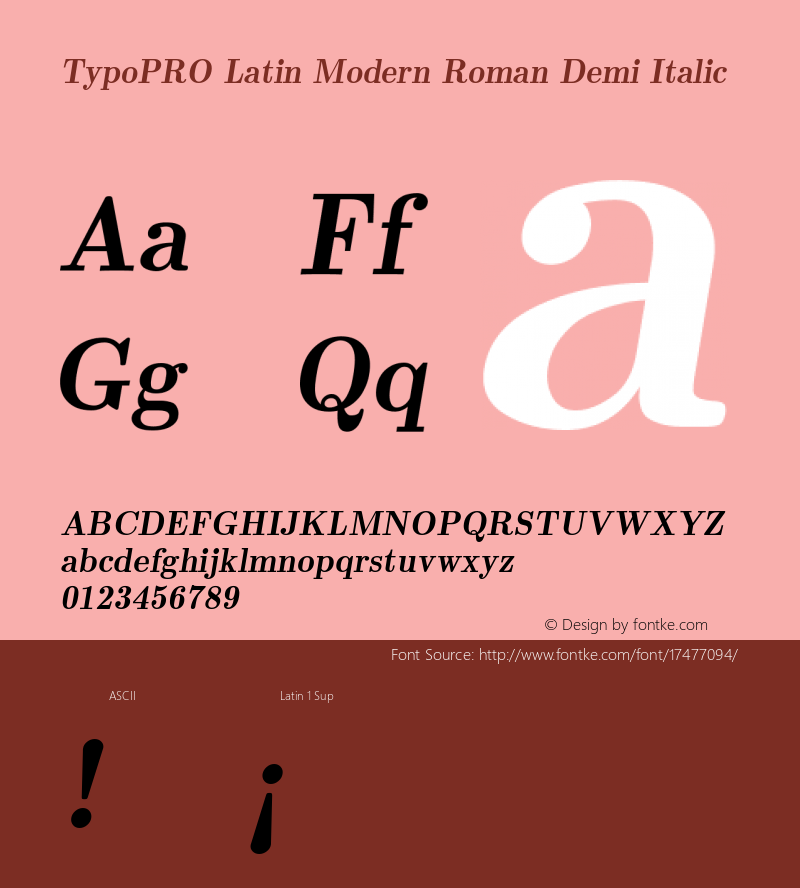 TypoPRO Latin Modern Roman Demi Italic Version 2.004;PS 2.004;hotconv 1.0.49;makeotf.lib2.0.14853图片样张