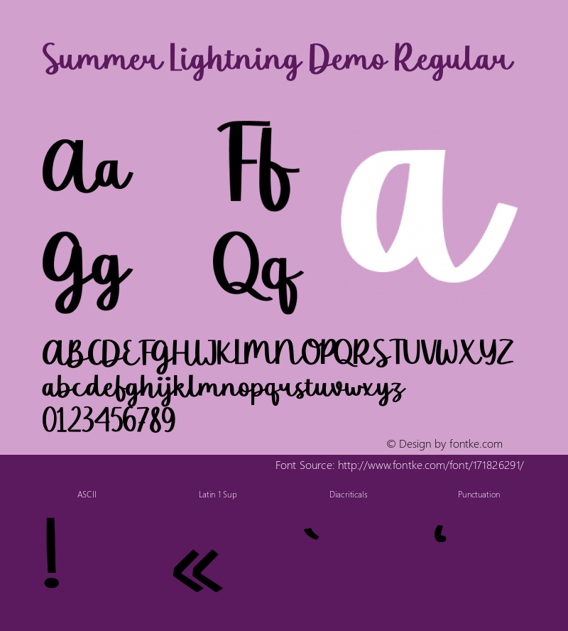 Summer Lightning Demo Version 1.00;June 29, 2021;FontCreator 12.0.0.2565 64-bit图片样张
