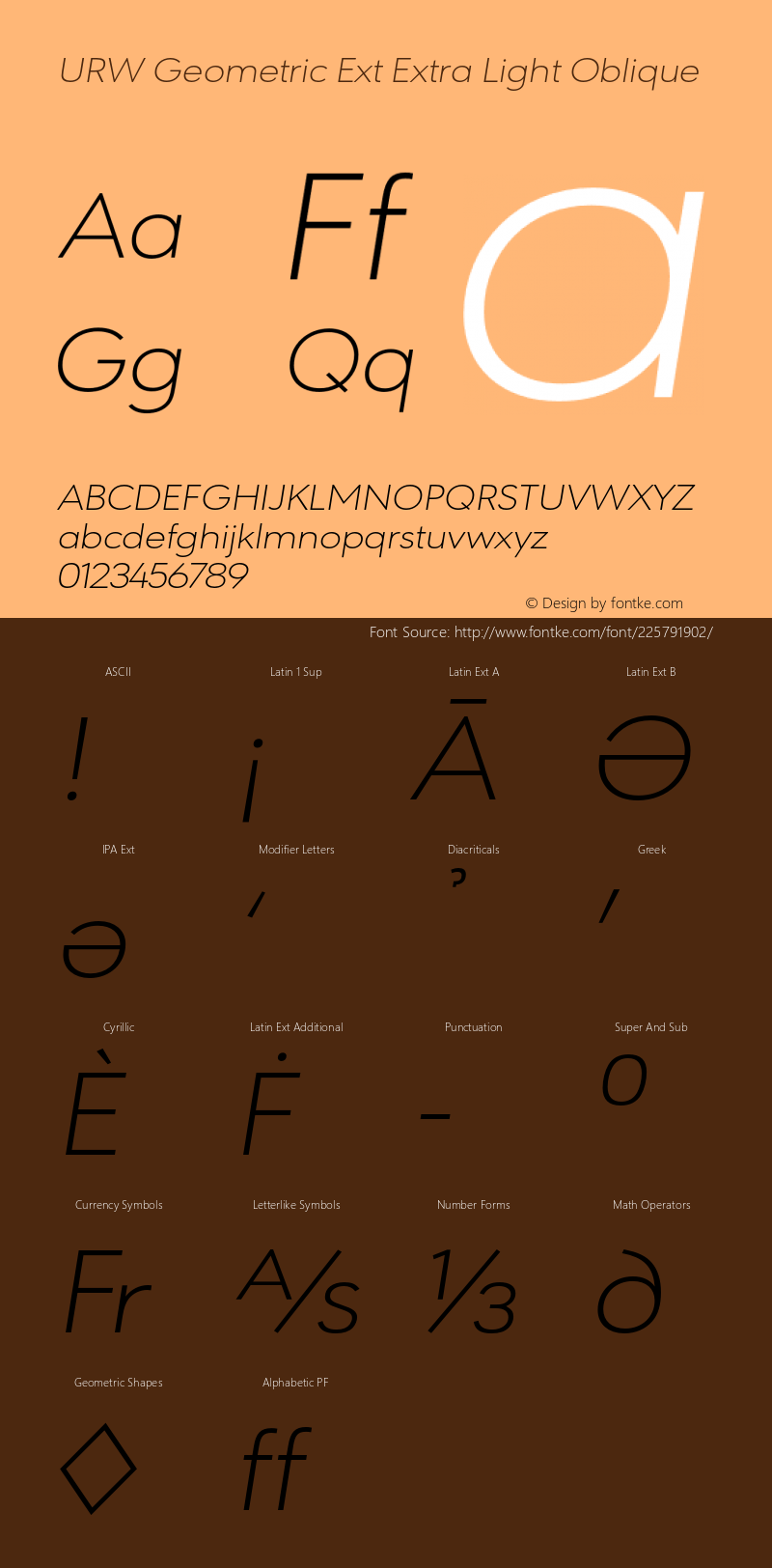 URWGeometricExt-ExtraLightOblique Version 1.000;PS 1.00;hotconv 1.0.57;makeotf.lib2.0.21895图片样张