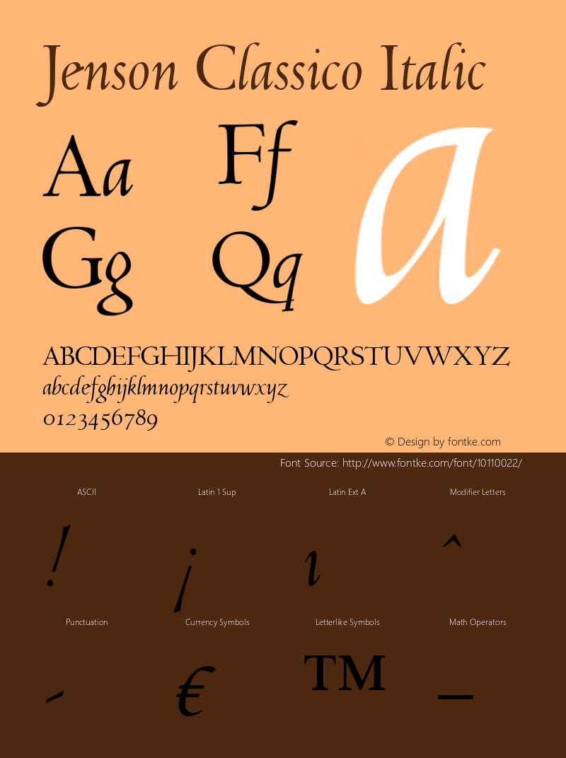 Jenson Classico Italic Macromedia Fontographer 4.1.4 01‐11‐17图片样张