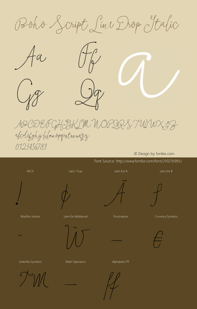 BohoScriptLineDrop-Italic Version 1.000图片样张