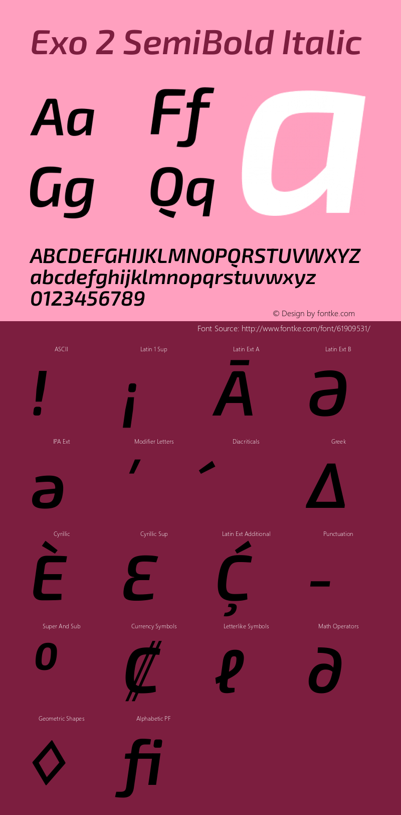 Exo 2 SemiBold Italic Version 2.000图片样张