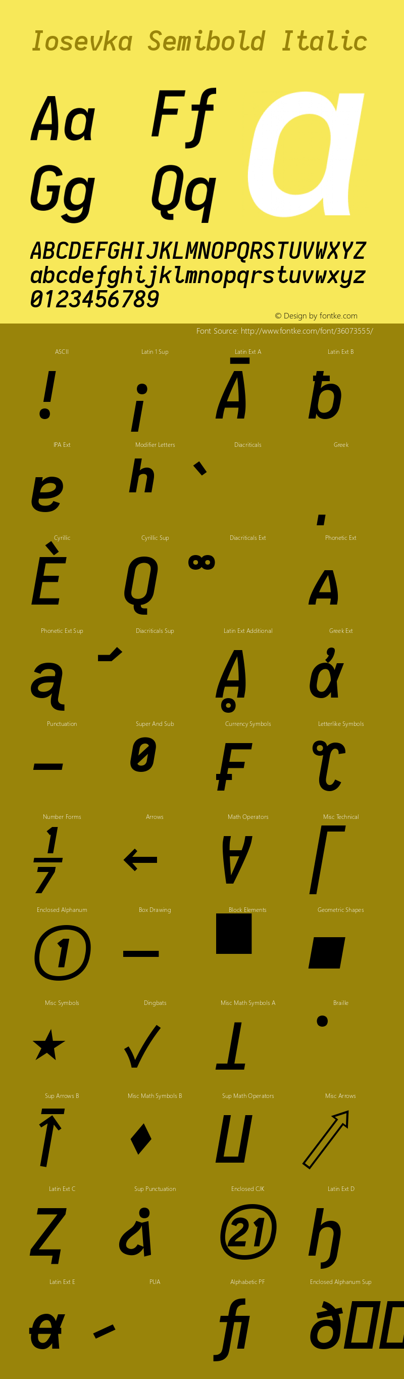 Iosevka Semibold Italic 2.2.1; ttfautohint (v1.8.3)图片样张