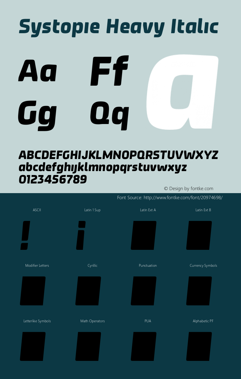 Systopie Heavy Italic Version 1.001; Fonts for Free; vk.com/fontsforfree图片样张