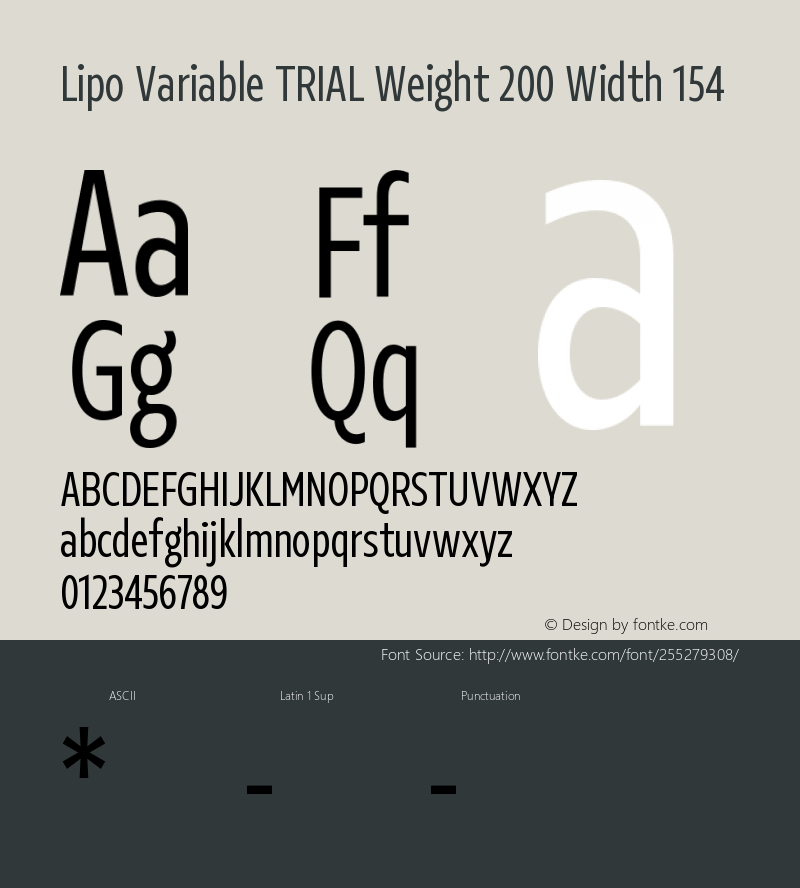 Lipo Variable TRIAL Variable Weight 200 Width 154 Version 1.000;Glyphs 3.1.2 (3151)图片样张