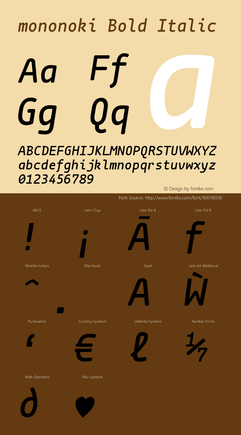 mononoki Bold Italic Version 1.000图片样张