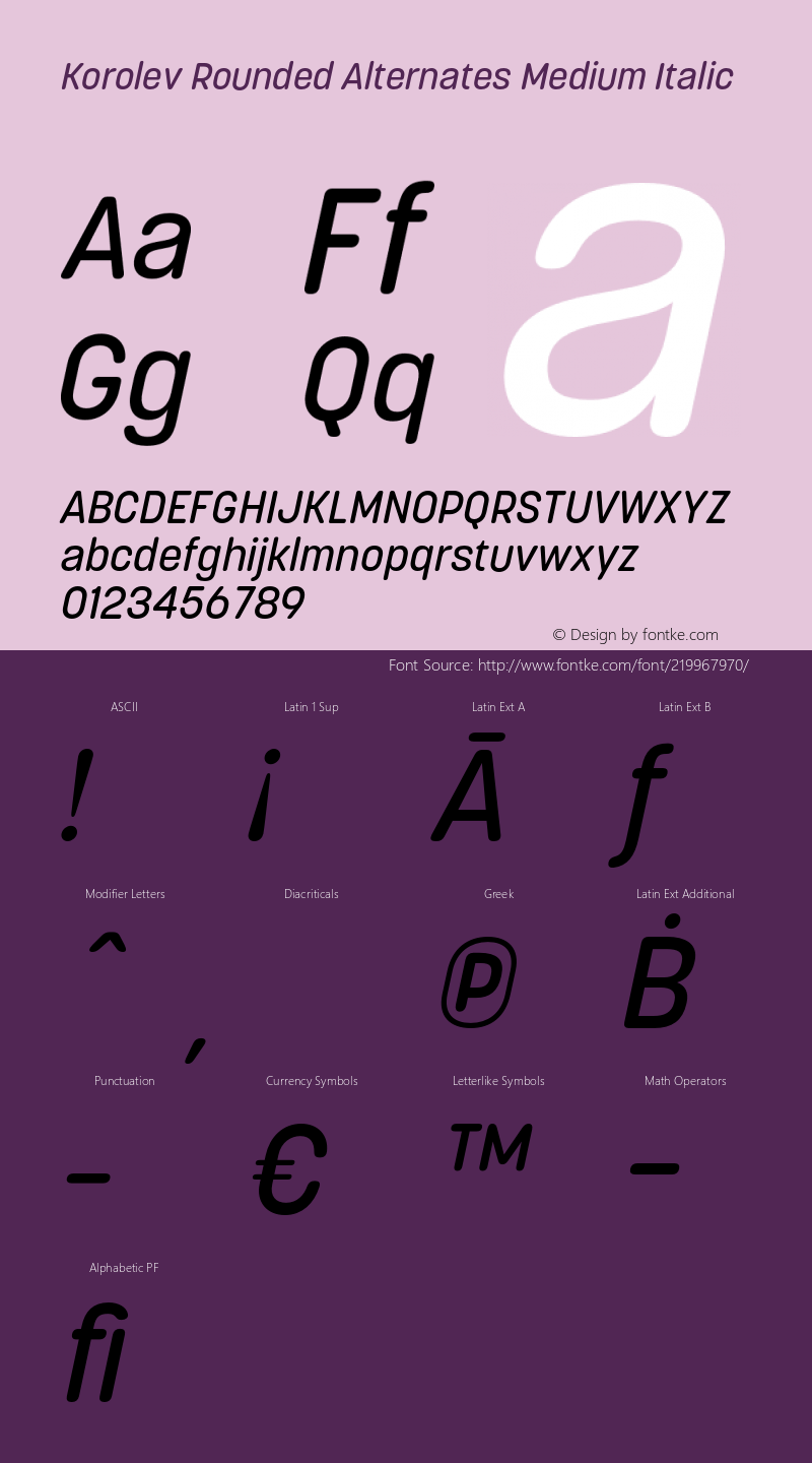 Korolev Rounded Alternates Medium Italic Version 2.000;hotconv 1.0.109;makeotfexe 2.5.65596图片样张