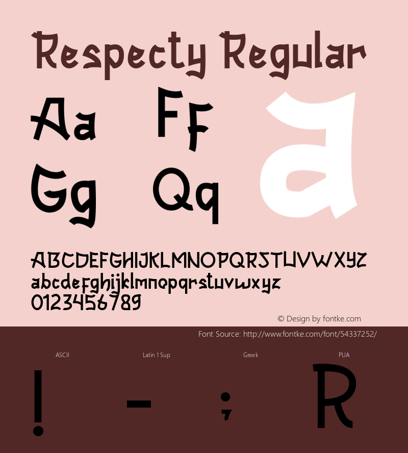 Respecty Version 1.00;July 7, 2019;FontCreator 11.5.0.2422 64-bit图片样张