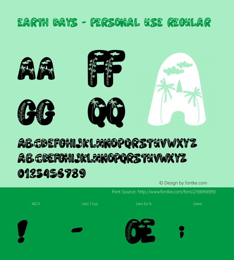 Earth Days - personal use Version 1.00;March 16, 2021;FontCreator 13.0.0.2683 64-bit图片样张