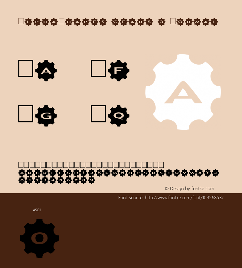 AlphaShapes gears 3 Normal 1.0 - December 2012 - freeware font图片样张