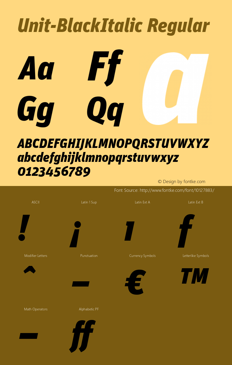 Unit-BlackItalic Regular Version 4.460 2004图片样张