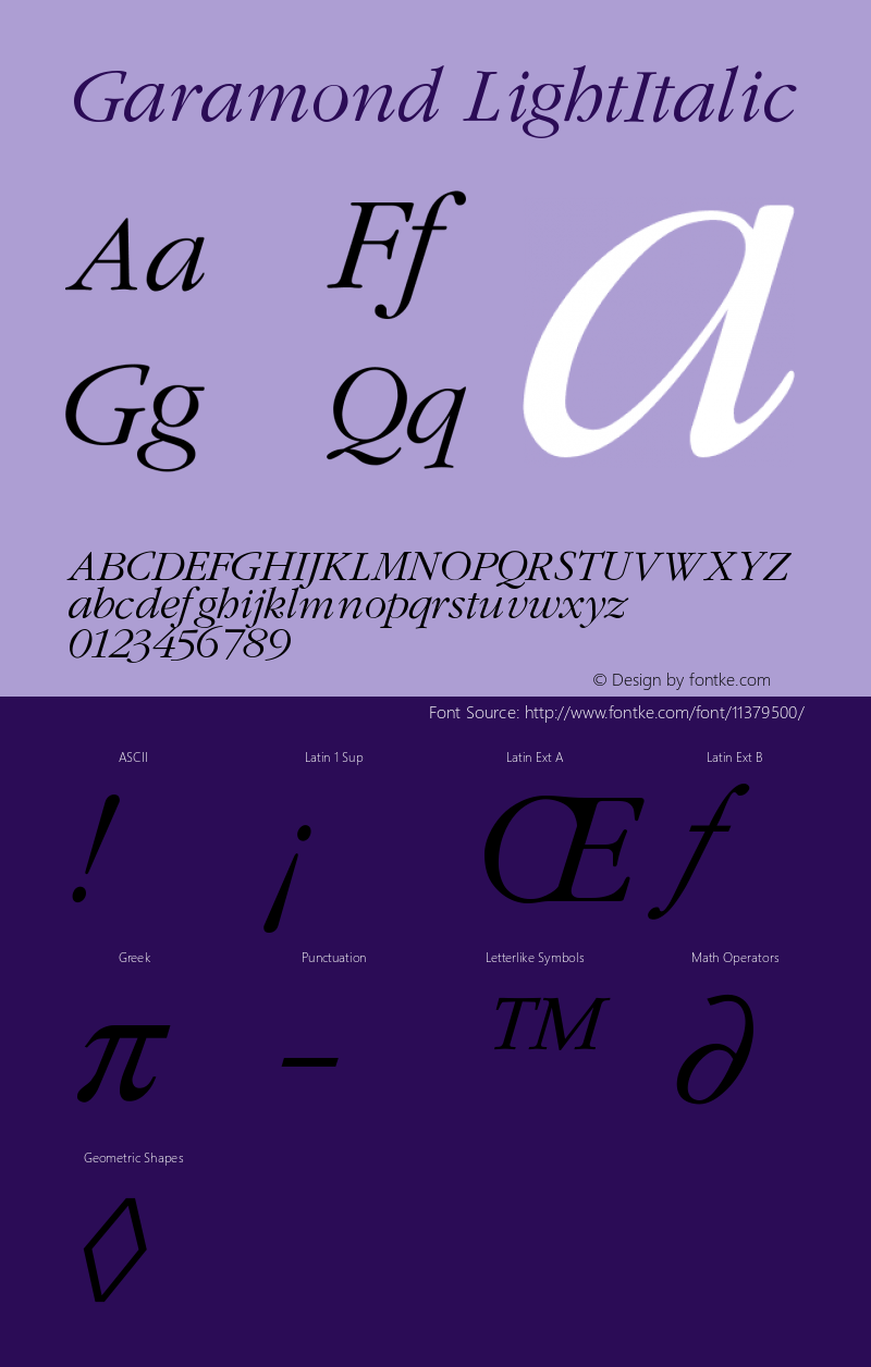 Garamond LightItalic Version 001.000图片样张