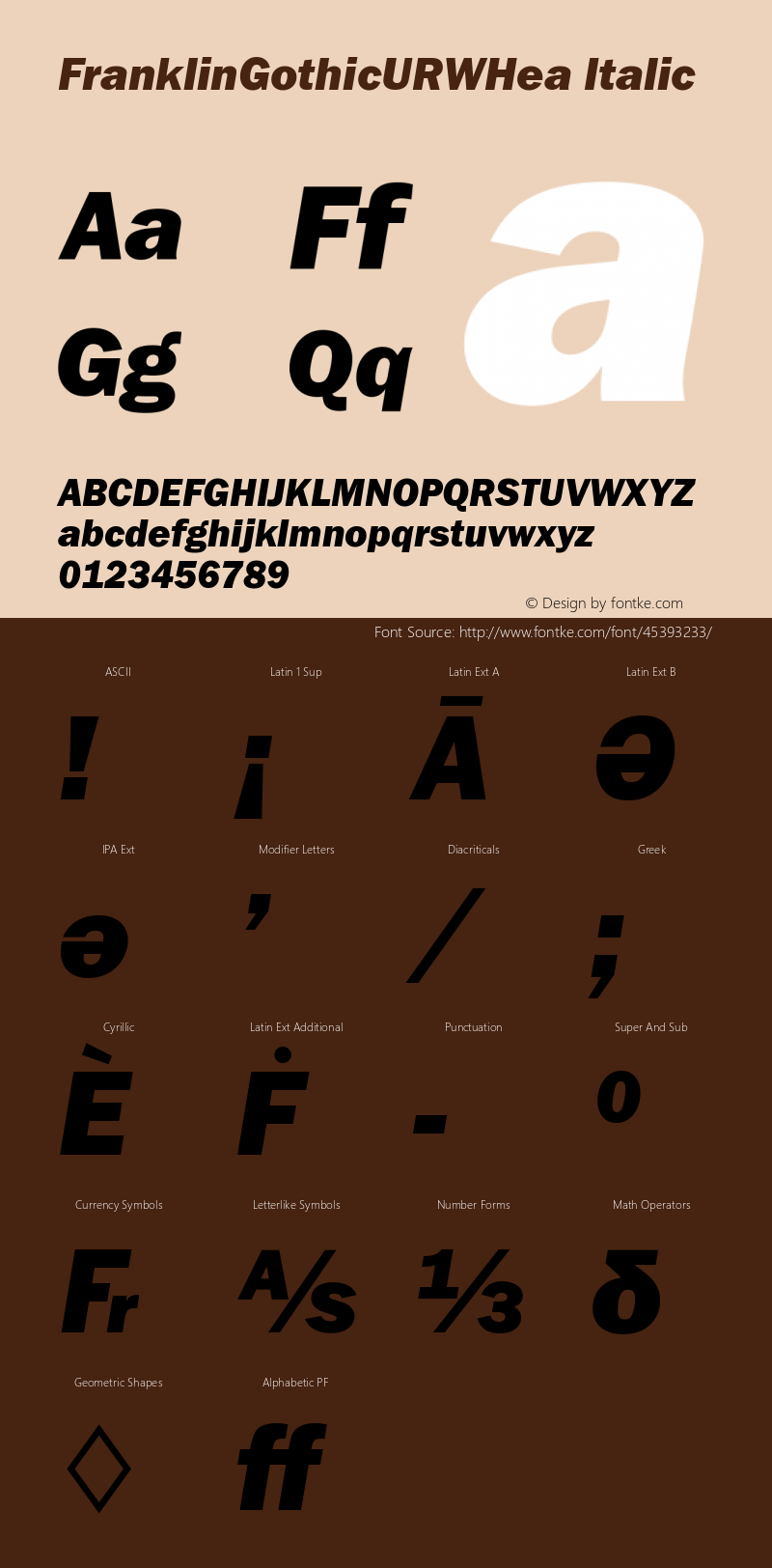 FranklinGothicURWHea Italic Version 1.00图片样张