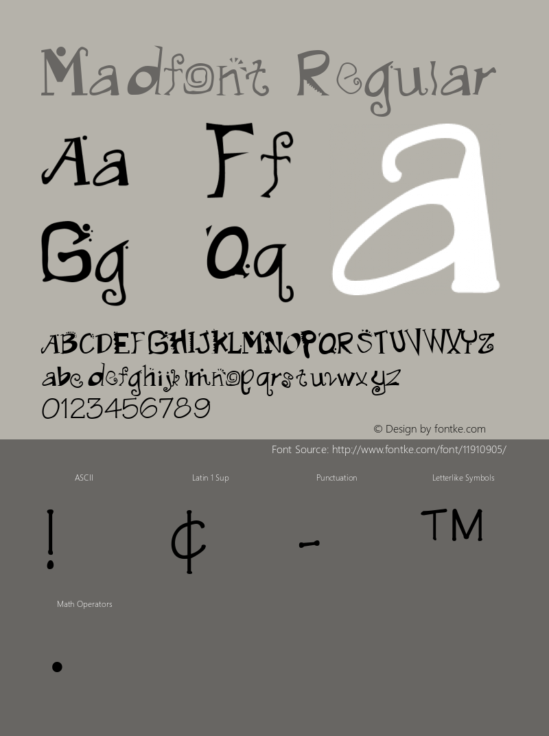 Madfont Regular Altsys Fontographer 4.1 5/12/96图片样张