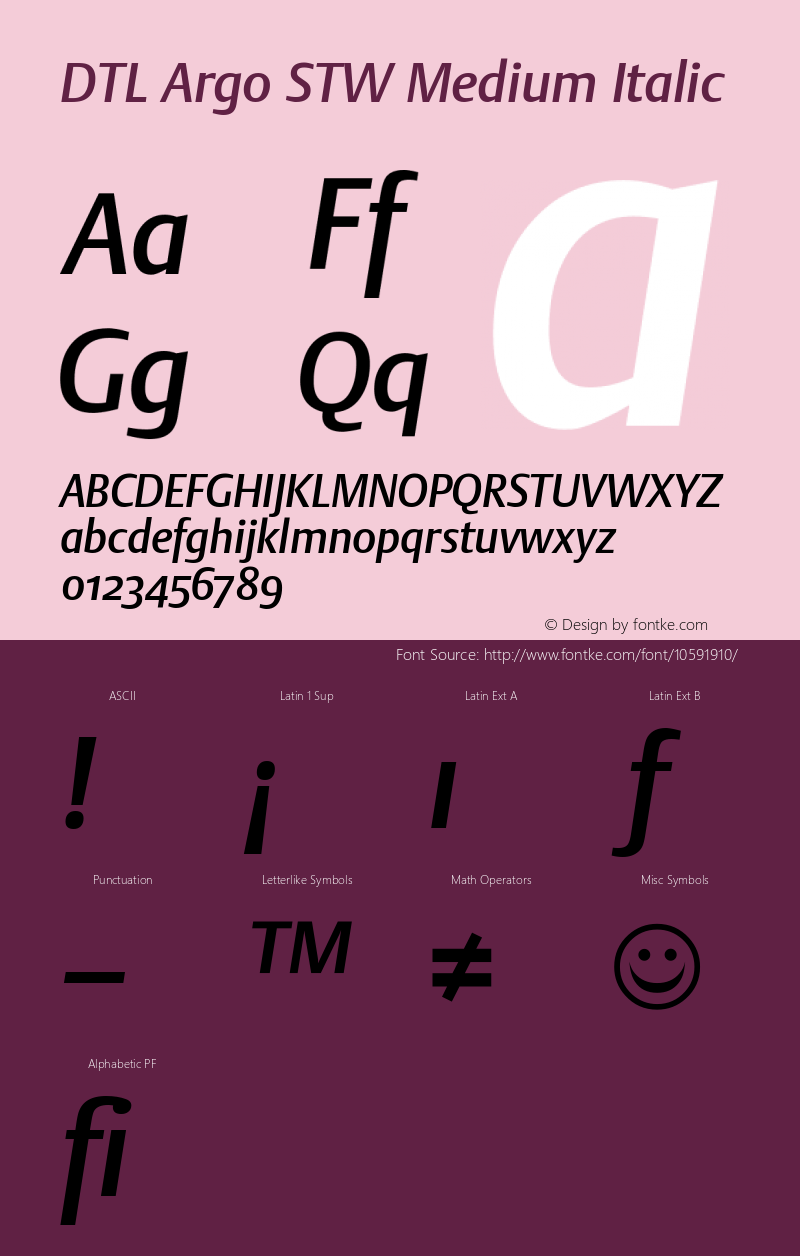 DTL Argo STW Medium Italic Version 001.000图片样张