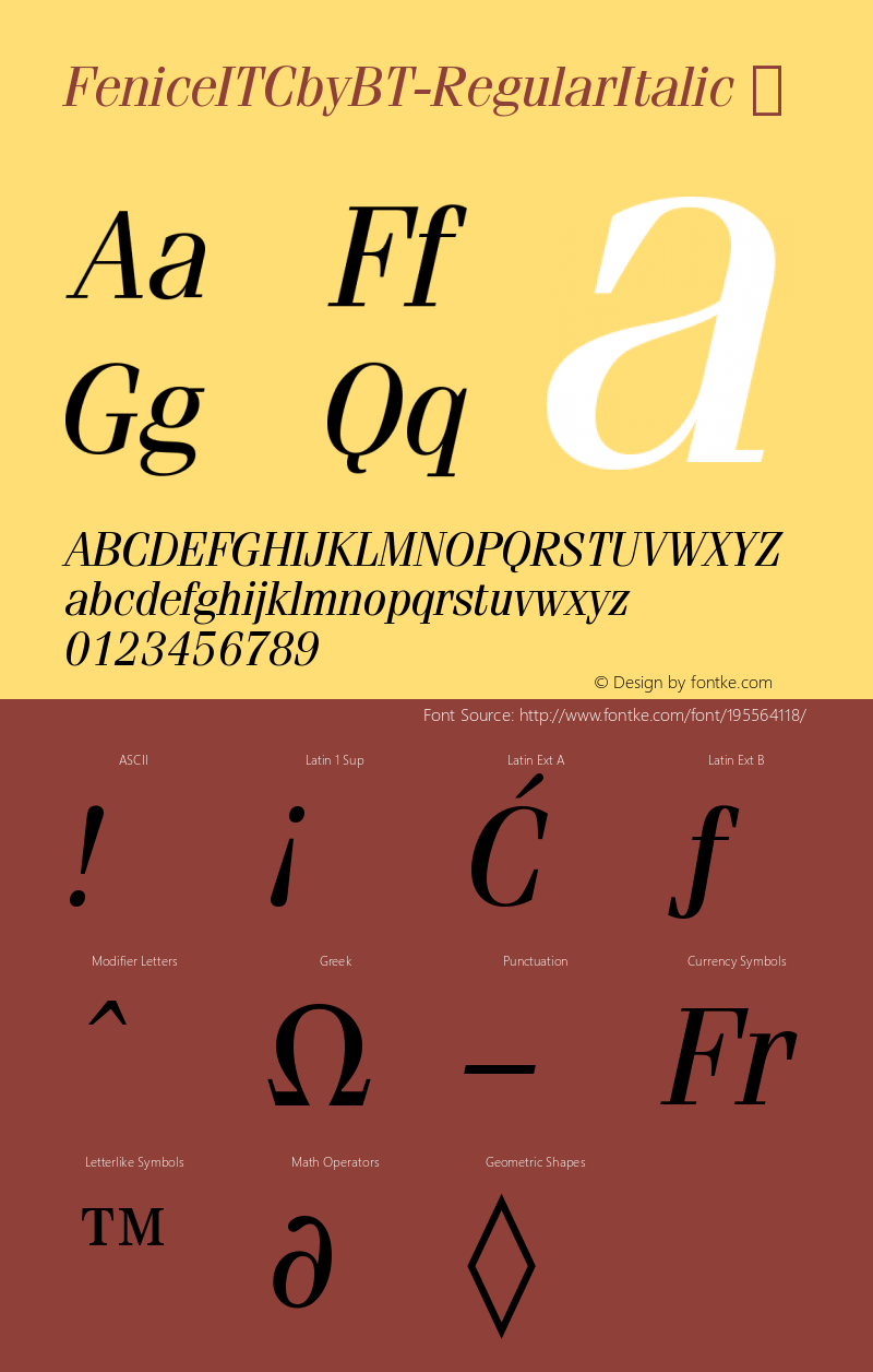 ☞Fenice BT Regular Italic mfgpctt-v4.4 Dec 14 1998; ttfautohint (v1.5);com.myfonts.easy.bitstream.itc-fenice.italic.wfkit2.version.fV图片样张