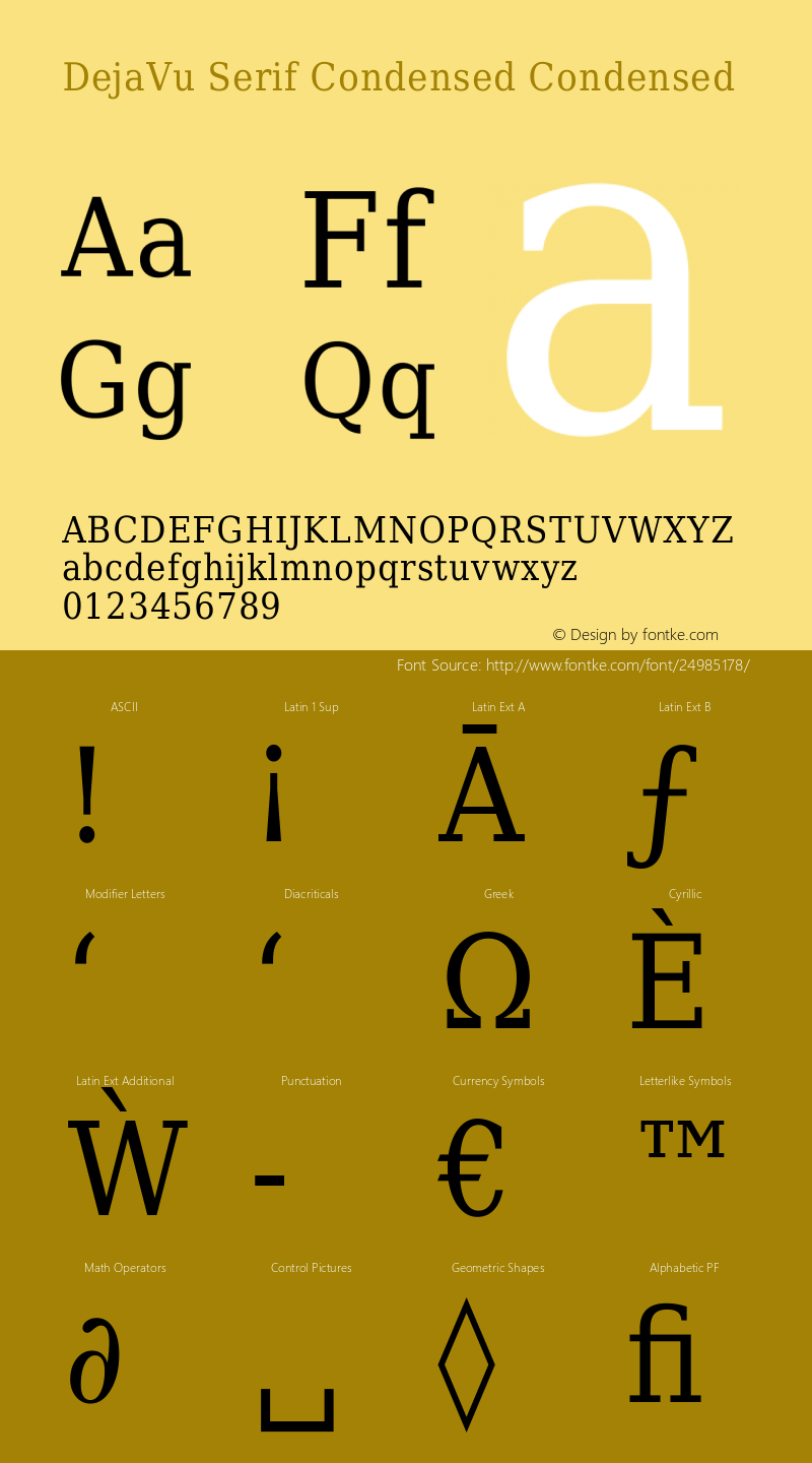DejaVu Serif Condensed Version 1.11图片样张