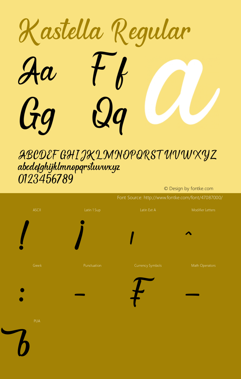 Kastella Version 1.00;September 30, 2019;FontCreator 12.0.0.2547 64-bit图片样张