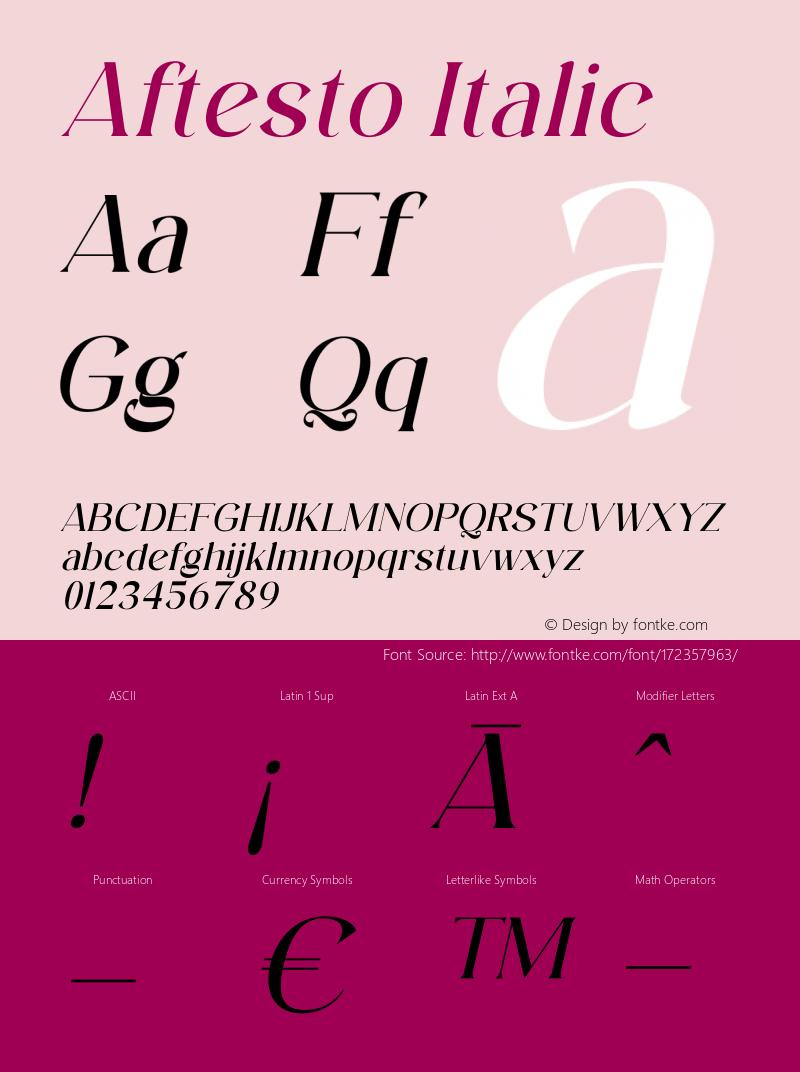 Aftesto Italic Version 1.00;August 21, 2021;FontCreator 13.0.0.2683 64-bit图片样张