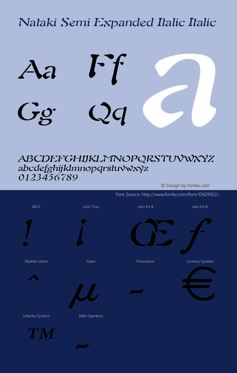 Nataki Semi Expanded Italic Italic Version 1.000图片样张
