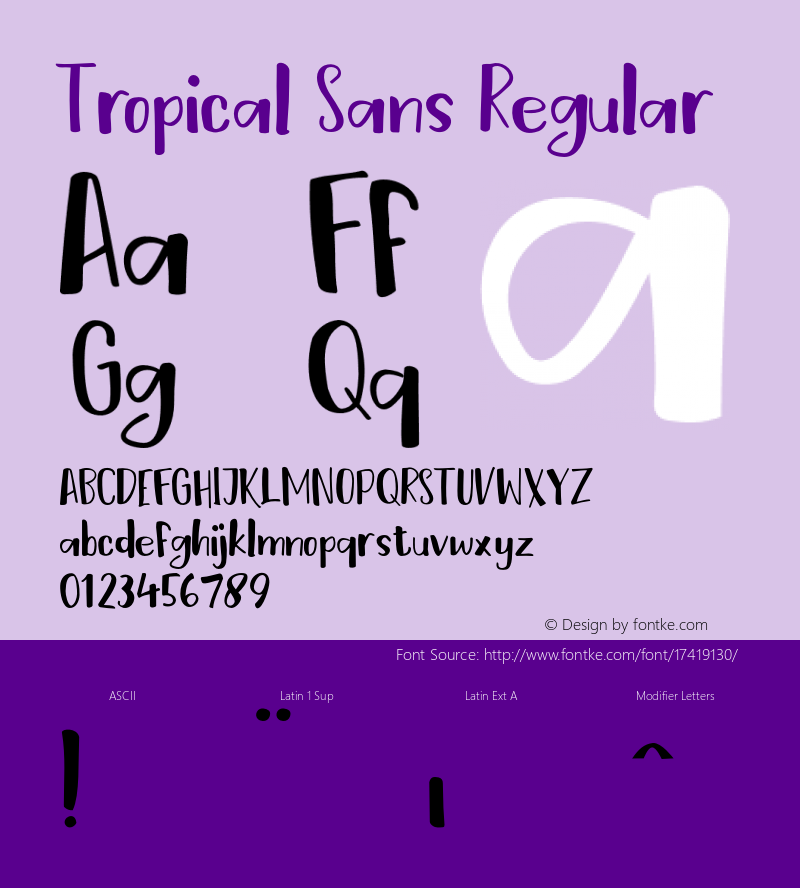 Tropical Sans Regular Version 1.000图片样张