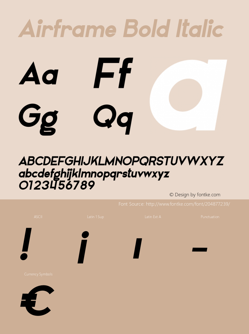 Airframe Bold Italic Version 1.001;Fontself Maker 3.5.4图片样张