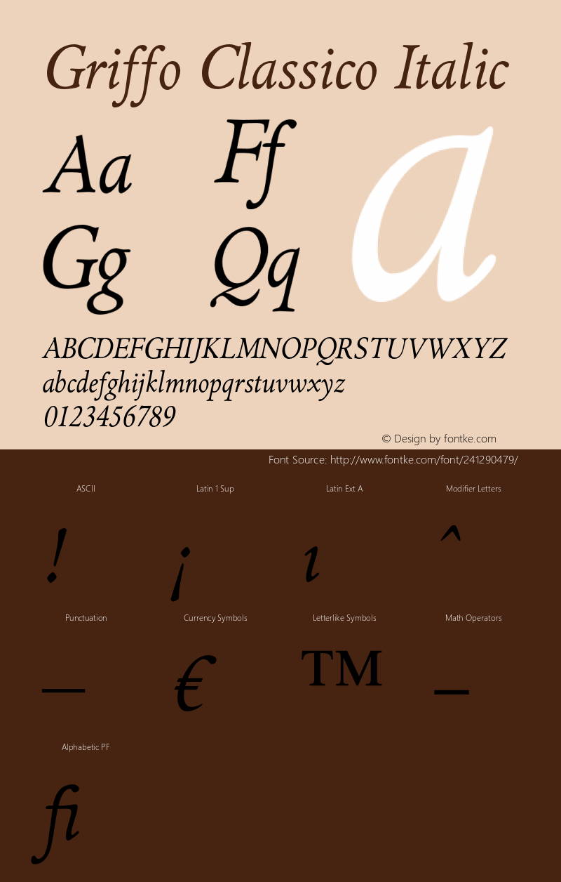 Griffo Classico Italic Version 1.00图片样张