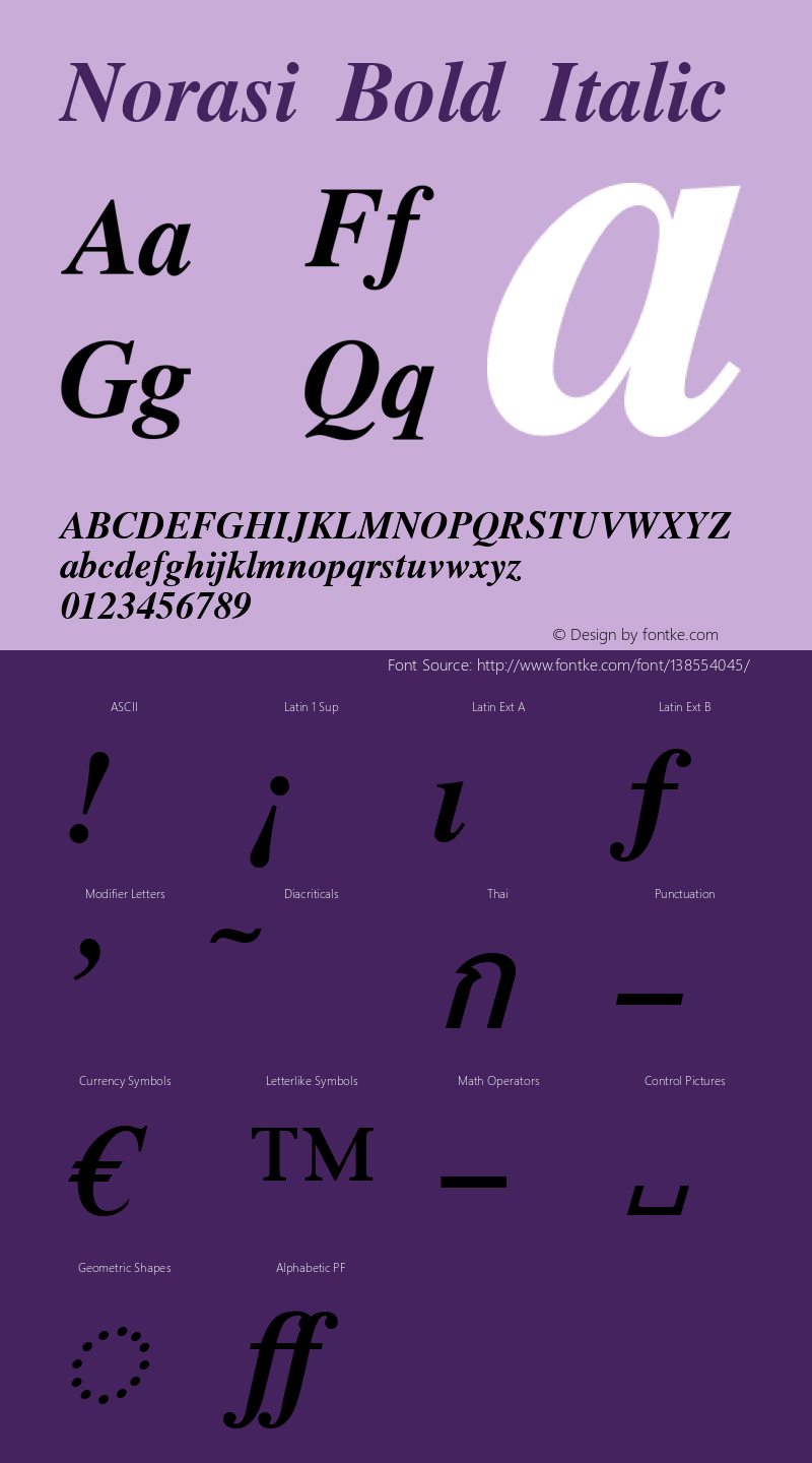 Norasi Bold Italic Version 006.000图片样张