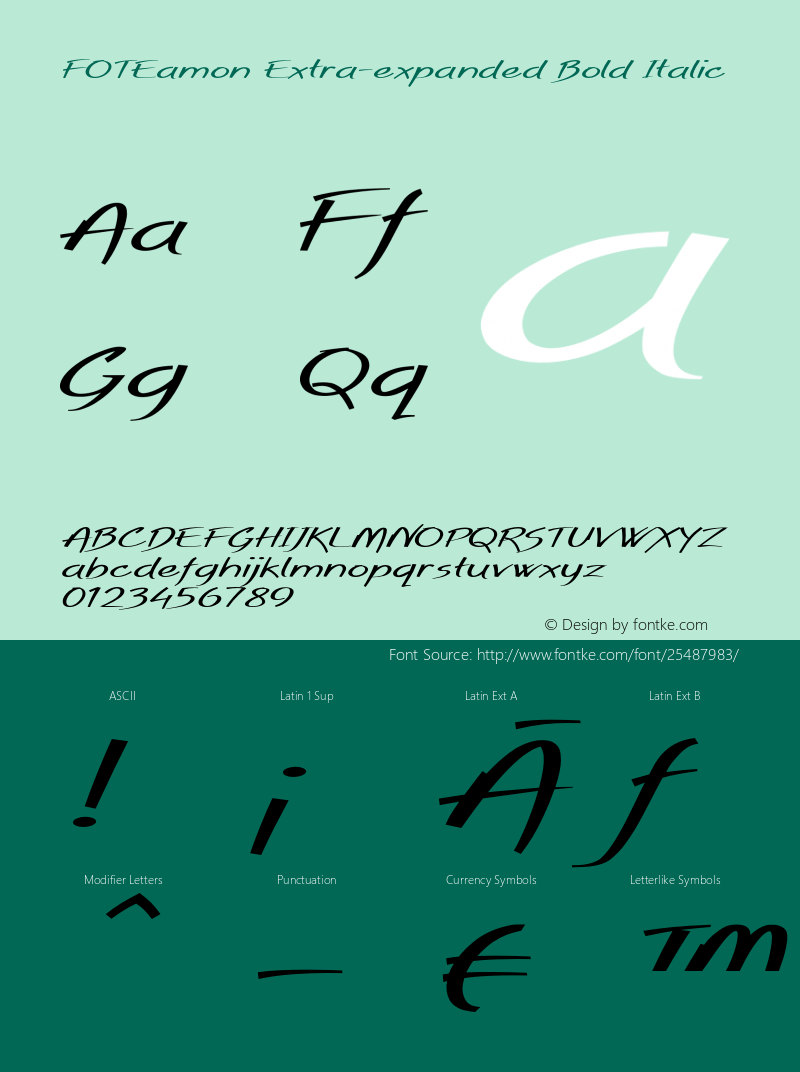 FOTEamon-ExtraexpandedBoldItalic Version 1.500图片样张