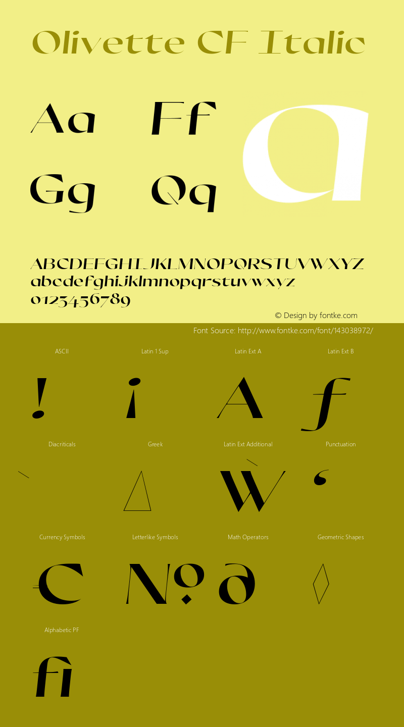 Olivette CF Regular Italic Version 1.000图片样张