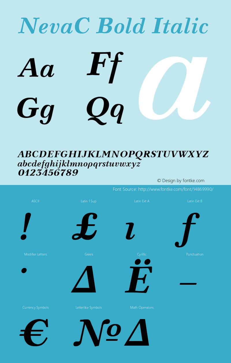 NevaC Bold Italic Version 001.000图片样张