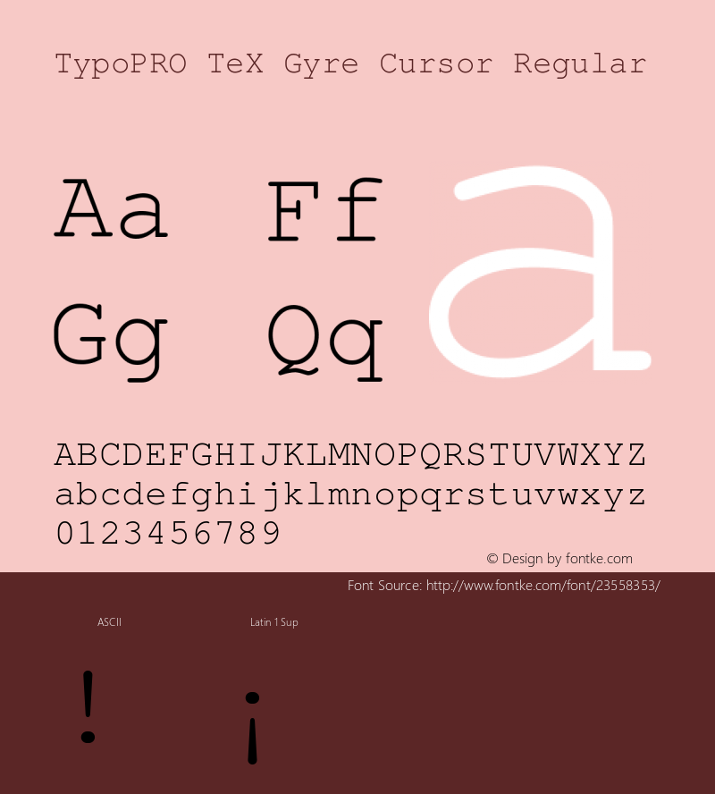 TypoPRO TeXGyreCursor-Regular Version 2.004;PS 2.004;hotconv 1.0.49;makeotf.lib2.0.14853图片样张