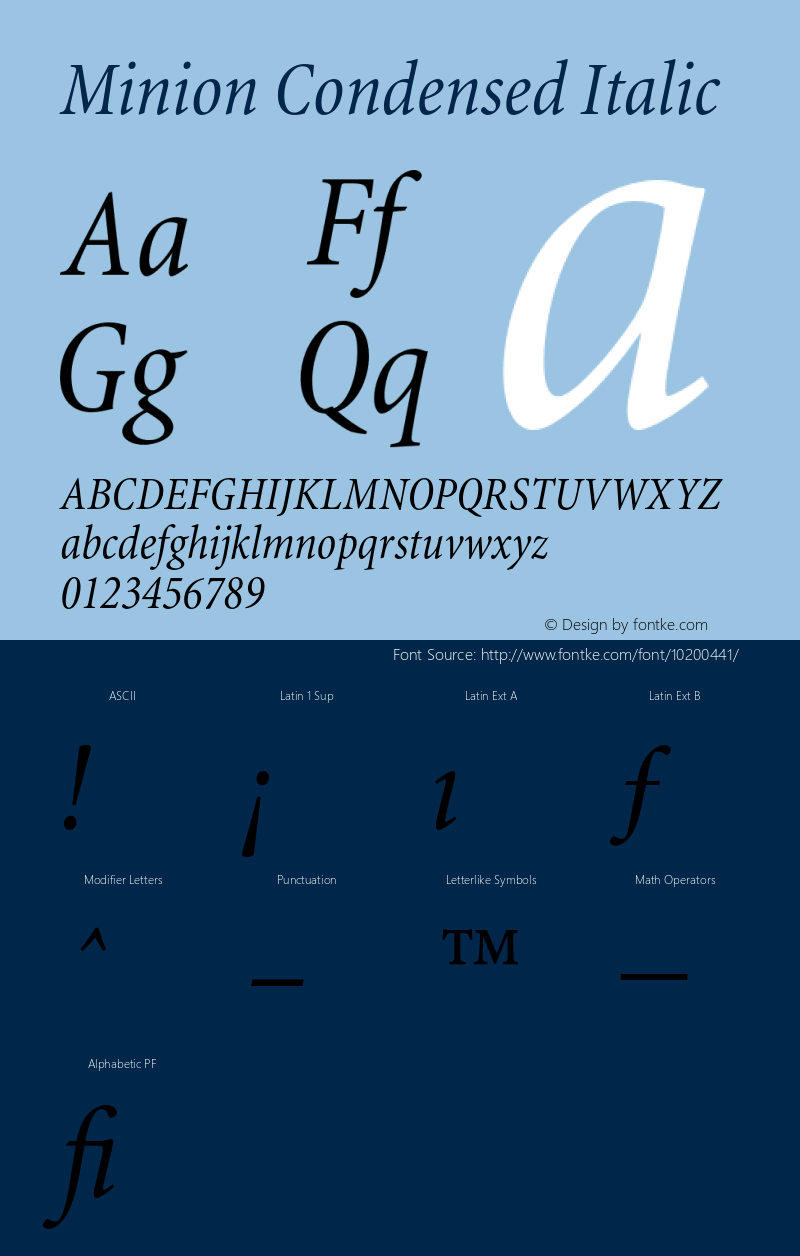 Minion Condensed Italic 001.000图片样张