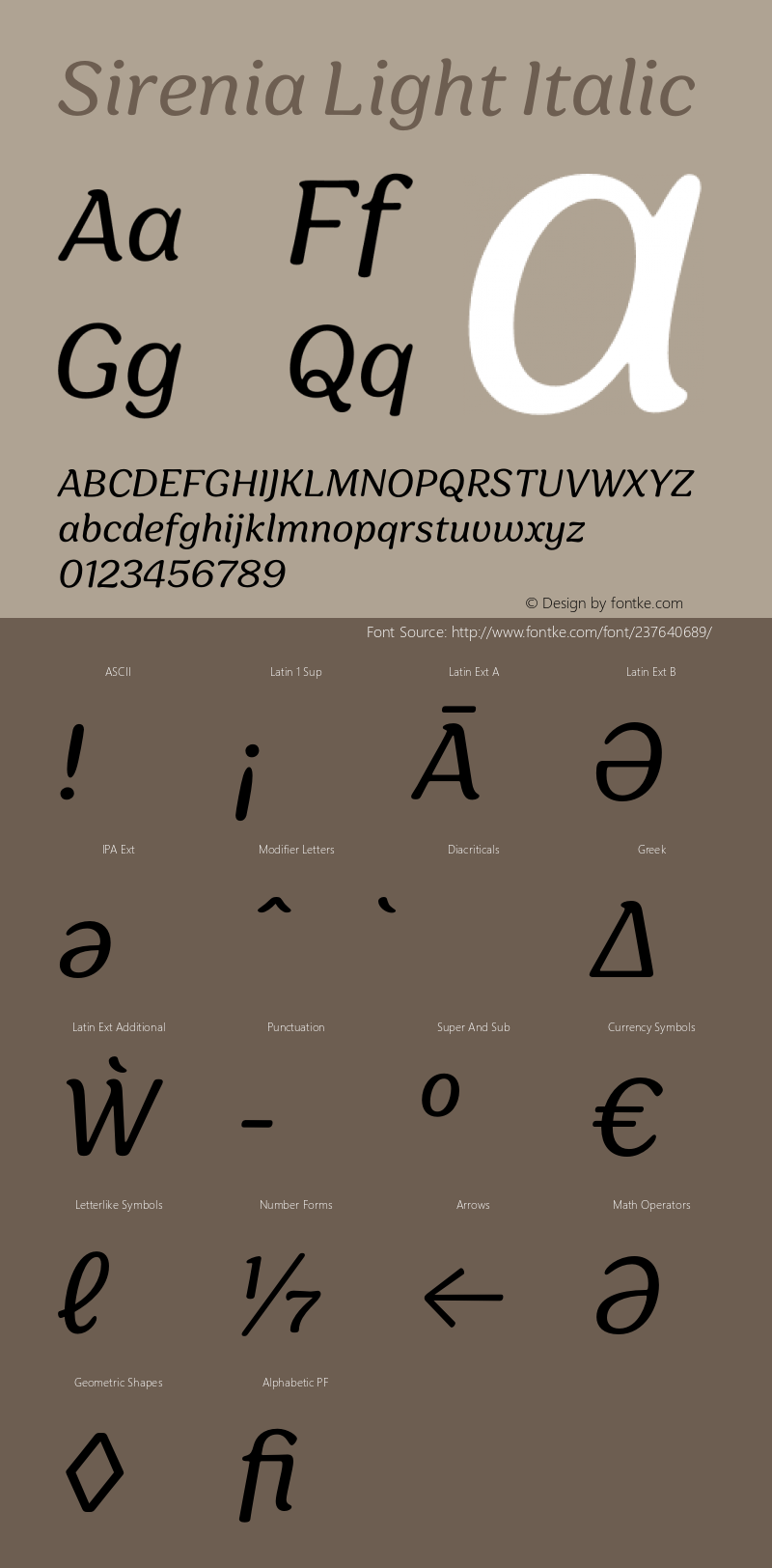 Sirenia Light Italic Version 5.200;hotconv 1.0.109;makeotfexe 2.5.65596图片样张