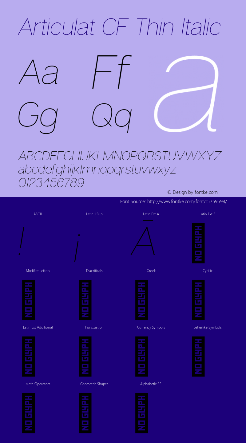 Articulat CF Thin Italic Version 1.030图片样张