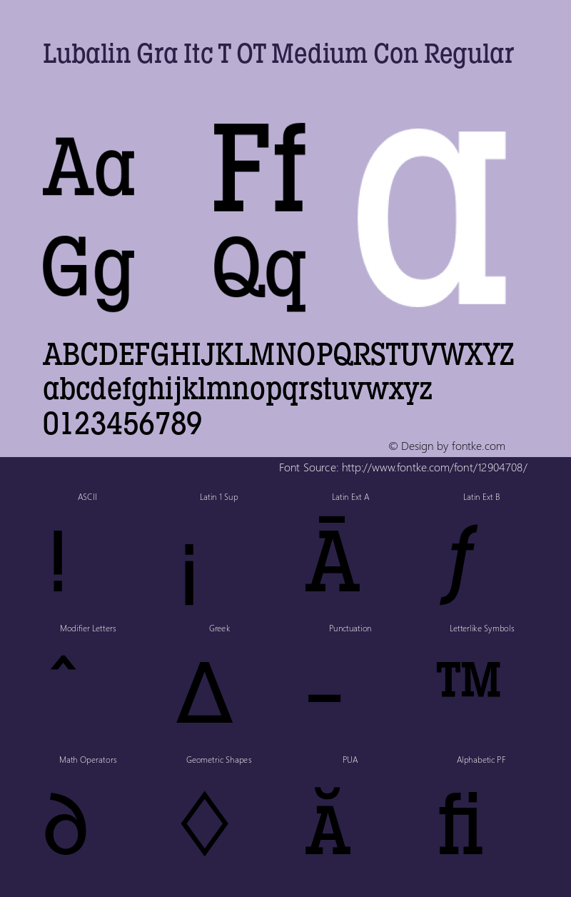 Lubalin Gra Itc T OT Medium Con Regular OTF 1.001;PS 1.05;Core 1.0.27;makeotf.lib(1.11)图片样张