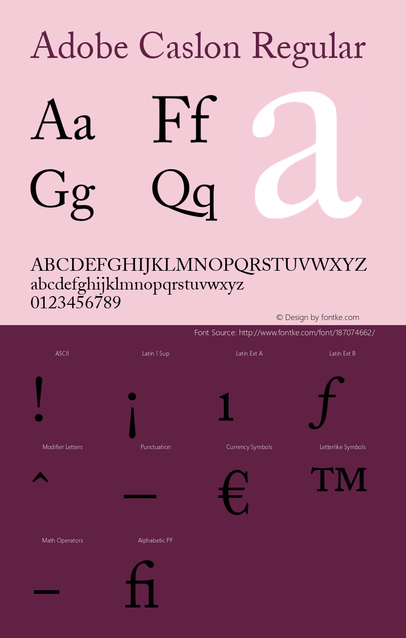 Adobe Caslon Regular 001.003图片样张