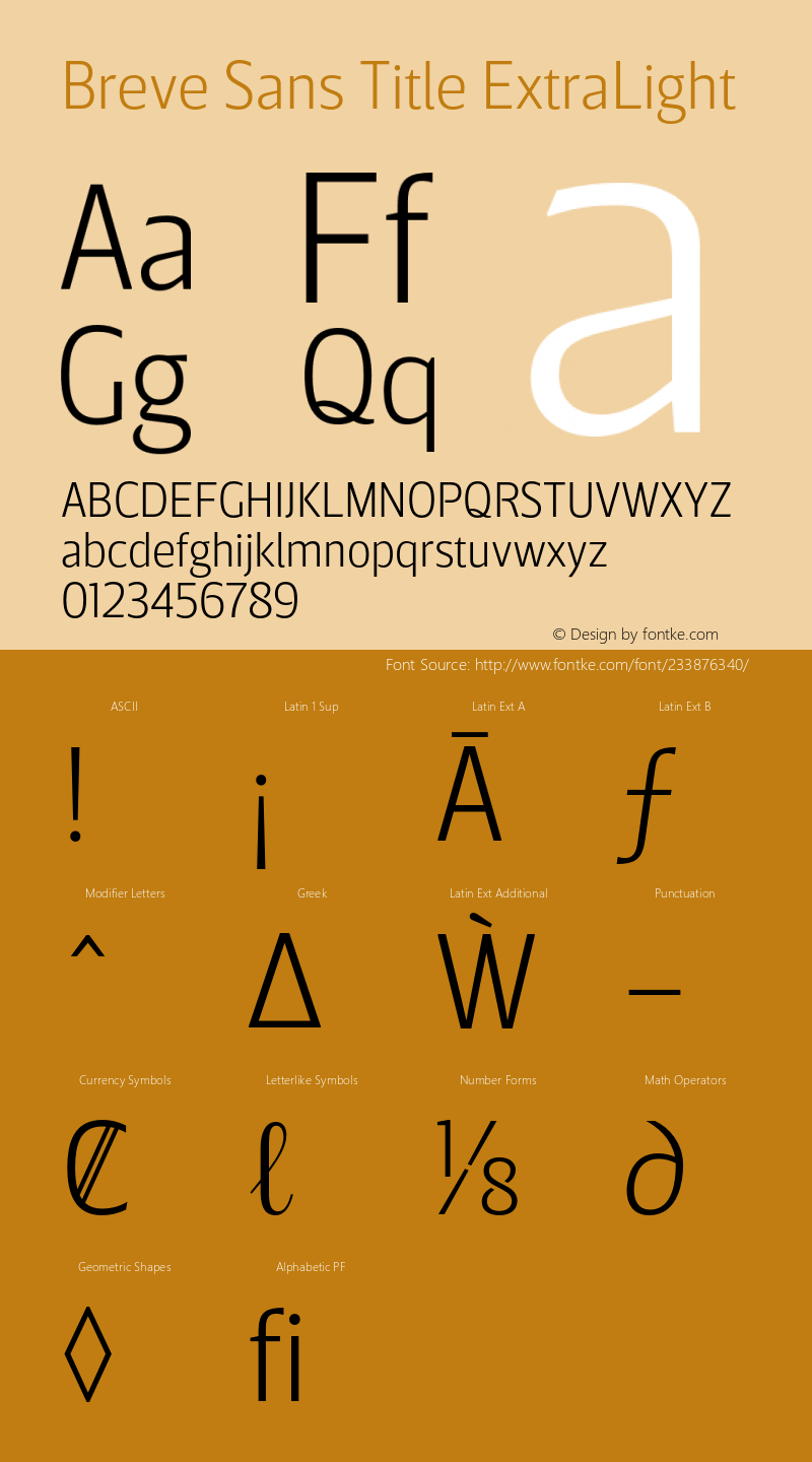 Breve Sans Title ExtraLight Version 2.001;PS 002.001;hotconv 1.0.70;makeotf.lib2.5.58329图片样张