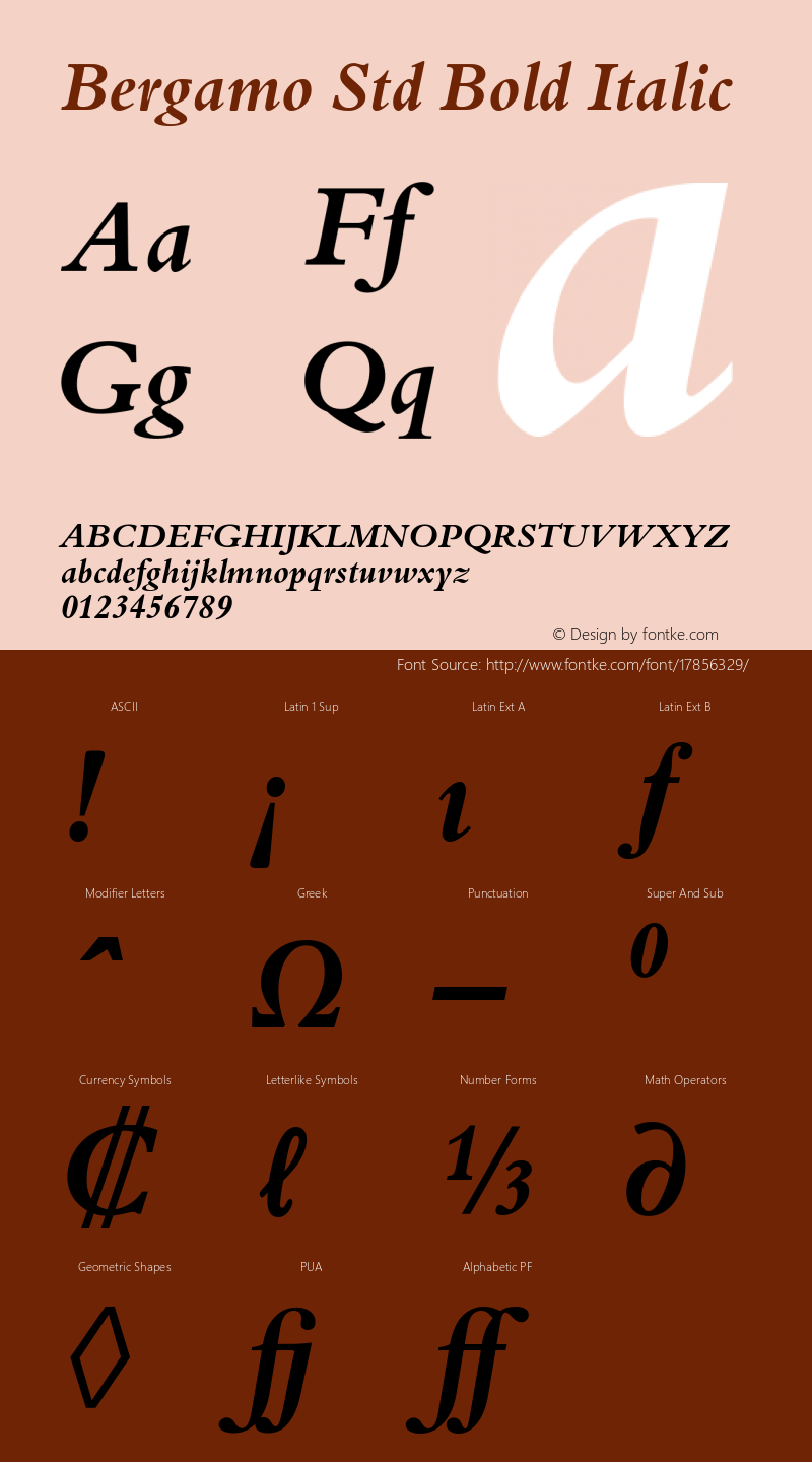 Bergamo Std Bold Italic Version 1.065图片样张