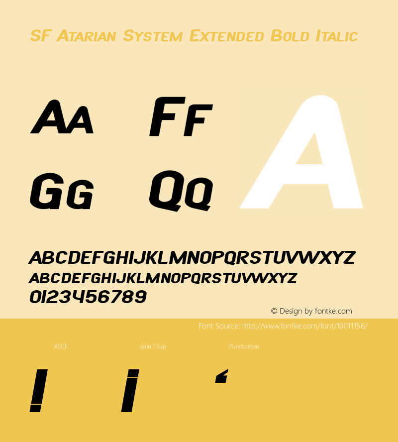 SF Atarian System Extended Bold Italic ver 1.0; 1999. Freeware.图片样张