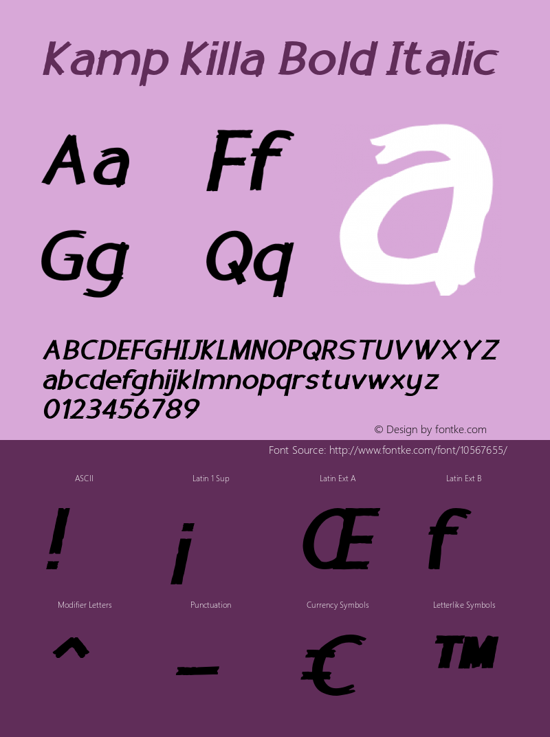 Kamp Killa Bold Italic Version 1.000图片样张